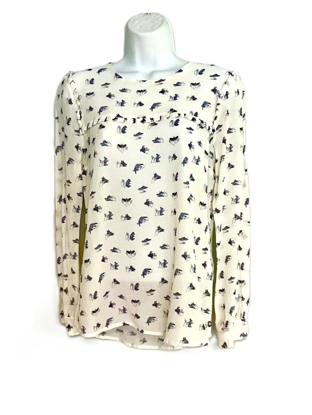 Ottod'Ame Printed Blouse Size IT 44 Ruffle Detail Top Italy